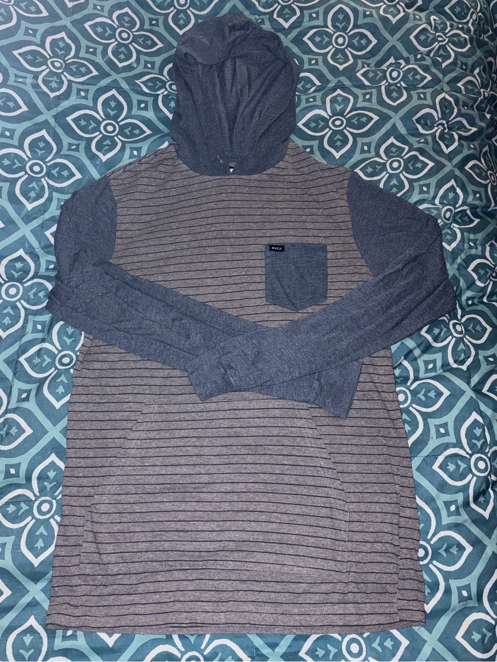 Men's RVCA hooded knit shirt.